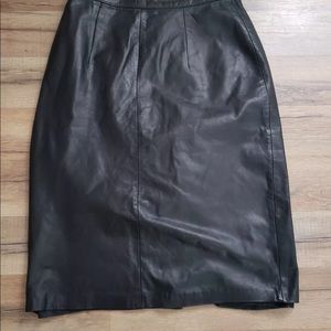 Black genuine leather skirt